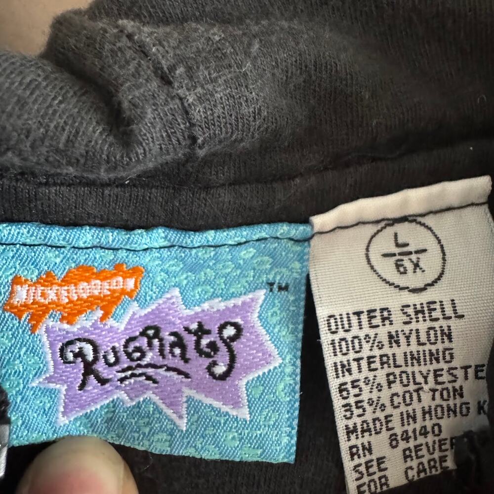 Vintage Nickelodeon Rugrats Black Windbreaker Jacket Kids 6 Tommy Chuckie 90s - Picture 5 of 5